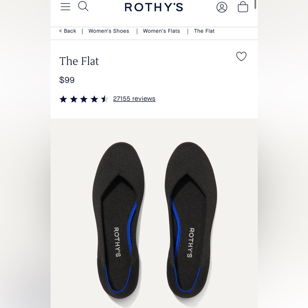 brand new rothy the flat black solid! sz9